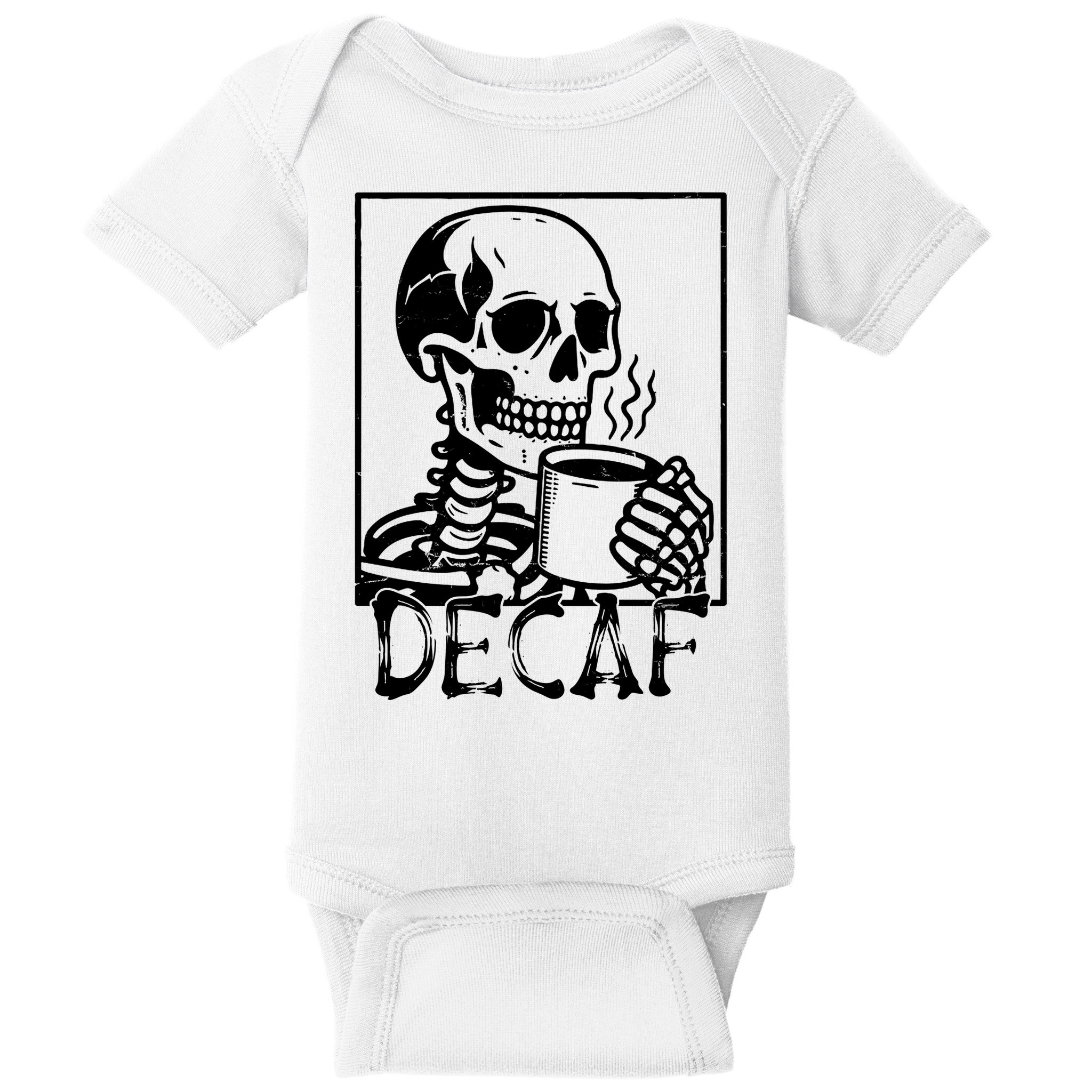 Decaf Skeleton Coffee Skull  Baby Bodysuit