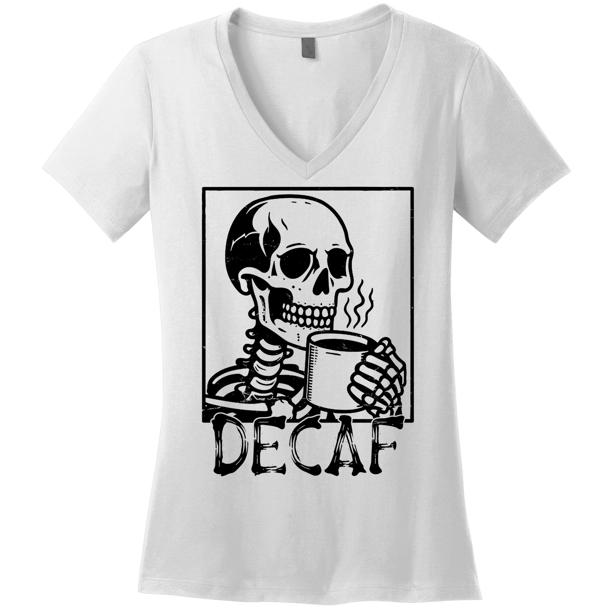 Decaf Skeleton Coffee Skull  Women's V-Neck T-Shirt