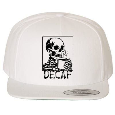 Decaf Skeleton Coffee Skull  Wool Snapback Cap