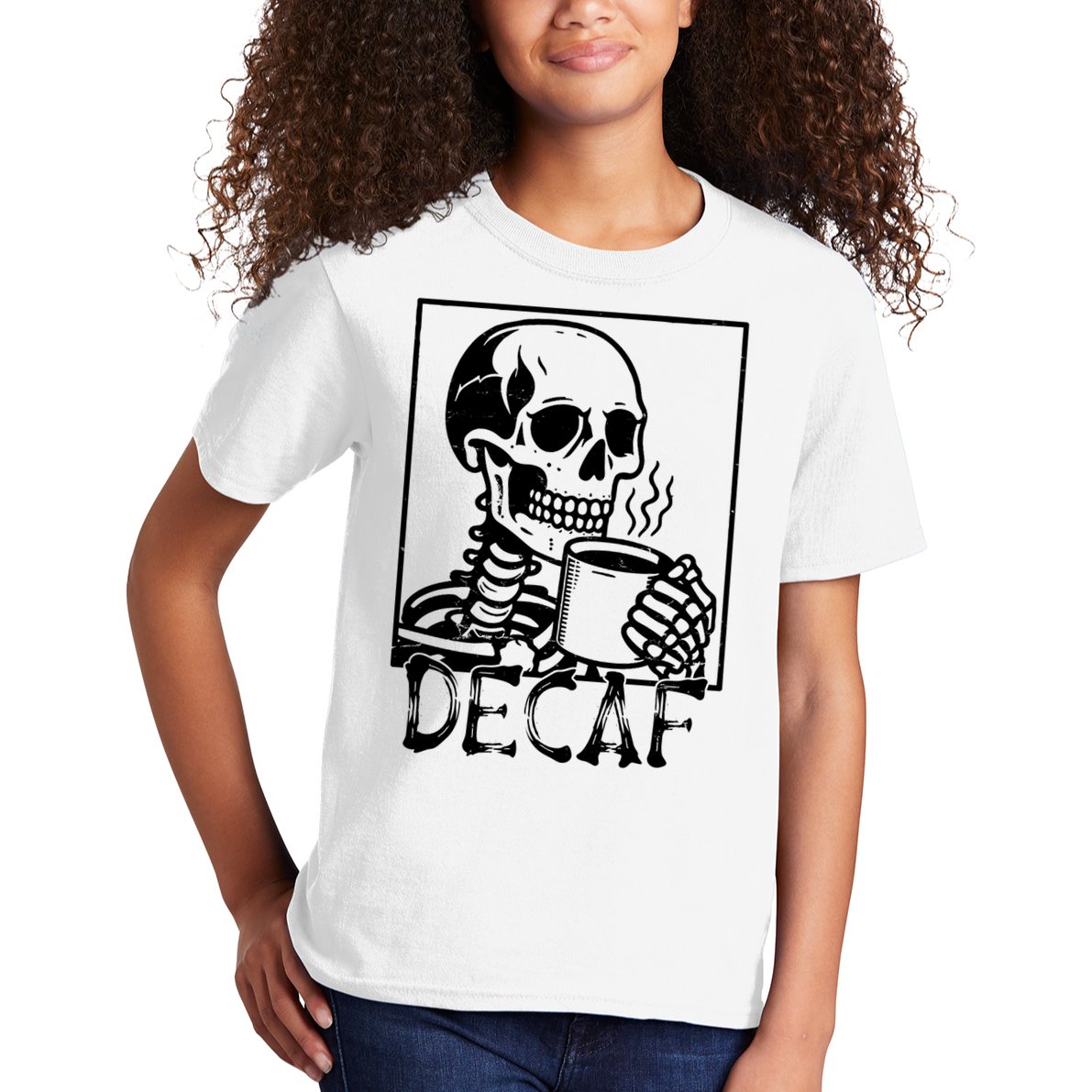 Decaf Skeleton Coffee Skull  Kids T-Shirt