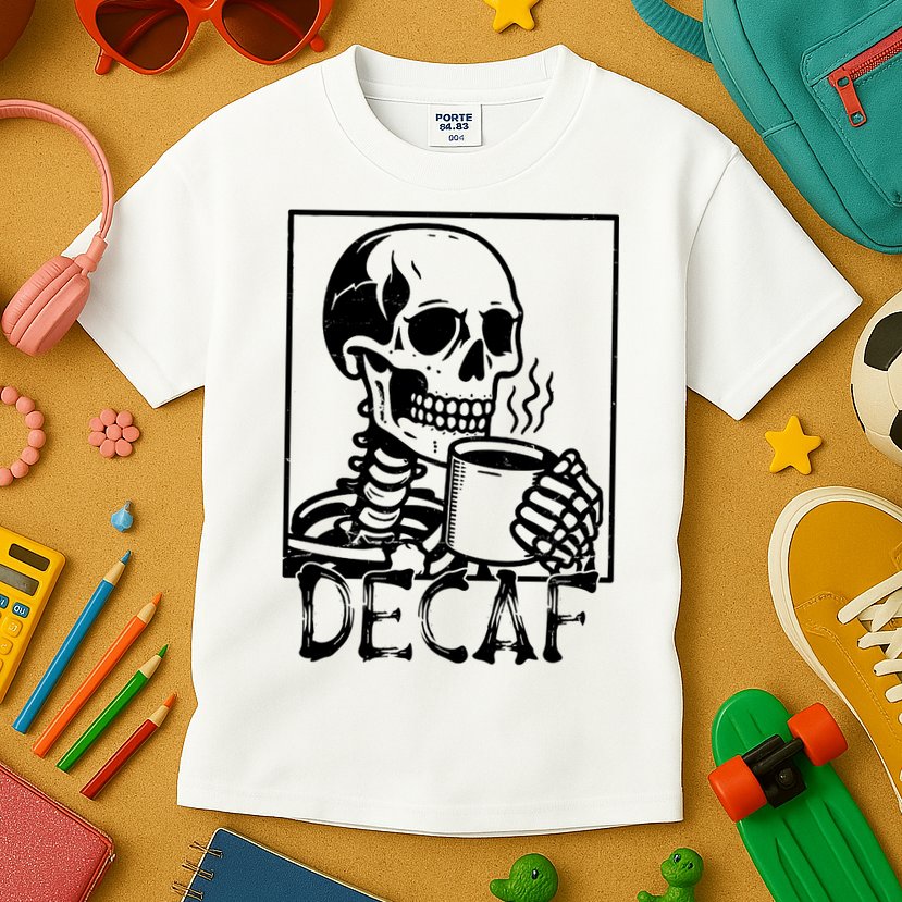 Decaf Skeleton Coffee Skull  Kids T-Shirt