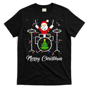 Drummer Santa Claus Merry Christmas Costume Drumming T-Shirt