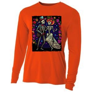 Dancing Skeletons Costume Dia De Los Muertos Day of The Dead Cooling Performance Long Sleeve Crew