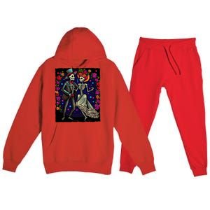 Dancing Skeletons Costume Dia De Los Muertos Day of The Dead Premium Hooded Sweatsuit Set