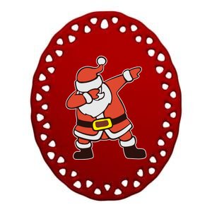 Dabbing Santa Christmas Gift Ceramic Oval Ornament