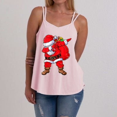 Dabbing Santa Christmas With Santa Hat For Boys Girls Xmas Gift Women's Strappy Tank