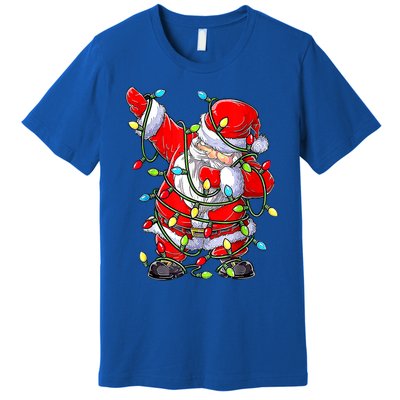 Dabbing Santa Claus Christmas Tree Lights Boys Dab Xmas Cute Gift Premium T-Shirt