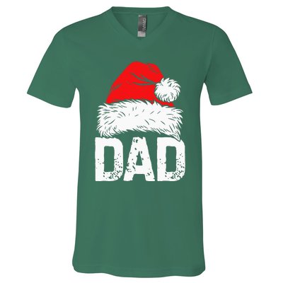 Dad Santa Christmas Family Matching Pajamas Papa Xmas Father V-Neck T-Shirt