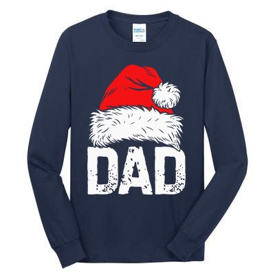 Dad Santa Christmas Family Matching Pajamas Papa Xmas Father Tall Long Sleeve T-Shirt