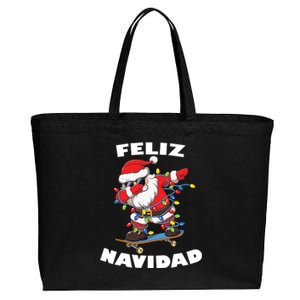 Dabbing Santa Claus Merry Christmas Feliz Navidad Gift Cotton Canvas Jumbo Tote