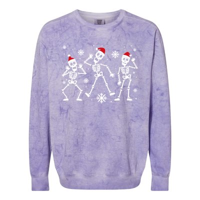 Dancing Skeleton Christmas Santa Skeleton Dance Xmas Vibes Gift Colorblast Crewneck Sweatshirt