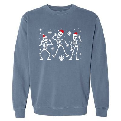 Dancing Skeleton Christmas Santa Skeleton Dance Xmas Vibes Gift Garment-Dyed Sweatshirt