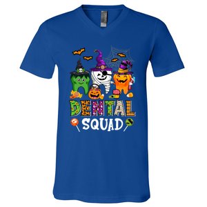 Dental Squad Costume Trick Or Teeth Denstist Halloween Ghost Gift V-Neck T-Shirt