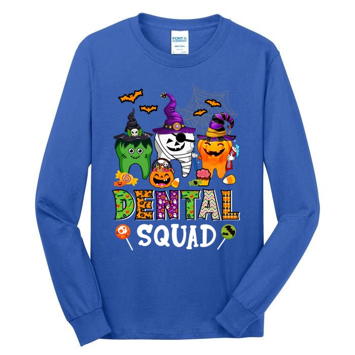 Dental Squad Costume Trick Or Teeth Denstist Halloween Ghost Gift Tall Long Sleeve T-Shirt