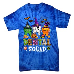 Dental Squad Costume Trick Or Teeth Denstist Halloween Ghost Gift Tie-Dye T-Shirt