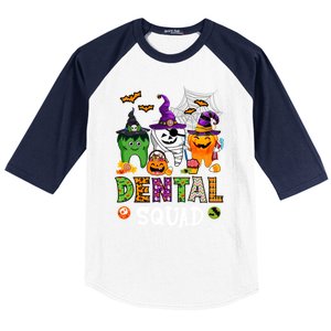 Dental Squad Costume Trick Or Teeth Denstist Halloween Ghost Gift Baseball Sleeve Shirt