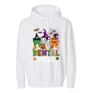 Dental Squad Costume Trick Or Teeth Denstist Halloween Ghost Gift Garment-Dyed Fleece Hoodie