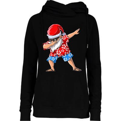 Dabbing Santa Christmas In July Hawaiian Xmas Dab Womens Funnel Neck Pullover Hood