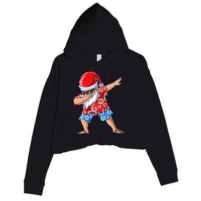 Dabbing Santa Christmas In July Hawaiian Xmas Dab Crop Fleece Hoodie