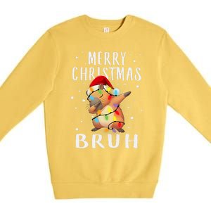 Dabbing Santa Capy Light Merry Christmas Bruh Boy Girl Funny Premium Crewneck Sweatshirt