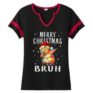 Dabbing Santa Capy Light Merry Christmas Bruh Boy Girl Funny Ladies Halftime Notch Neck Tee