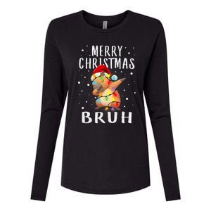 Dabbing Santa Capy Light Merry Christmas Bruh Boy Girl Funny Womens Cotton Relaxed Long Sleeve T-Shirt