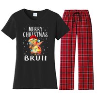 Dabbing Santa Capy Light Merry Christmas Bruh Boy Girl Funny Women's Flannel Pajama Set