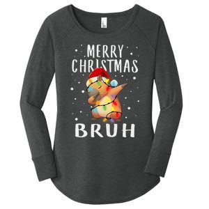 Dabbing Santa Capy Light Merry Christmas Bruh Boy Girl Funny Women's Perfect Tri Tunic Long Sleeve Shirt