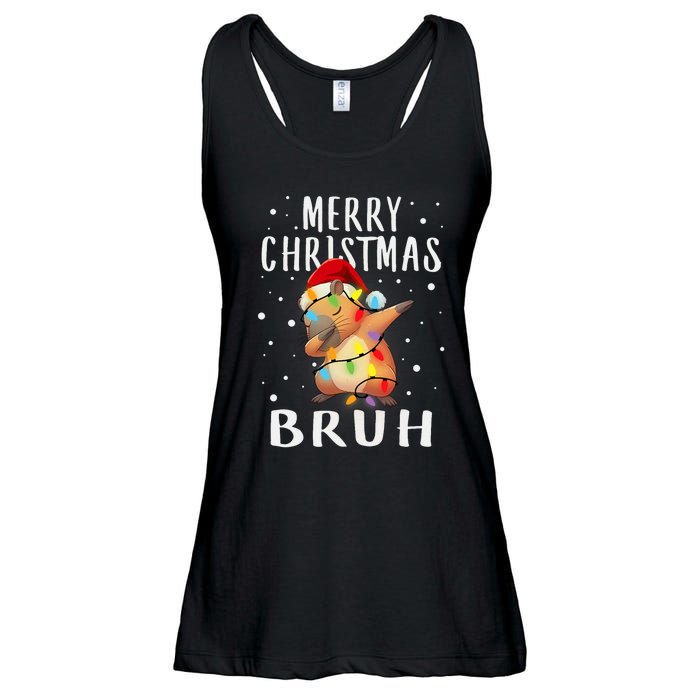 Dabbing Santa Capy Light Merry Christmas Bruh Boy Girl Funny Ladies Essential Flowy Tank