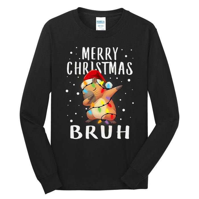 Dabbing Santa Capy Light Merry Christmas Bruh Boy Girl Funny Tall Long Sleeve T-Shirt