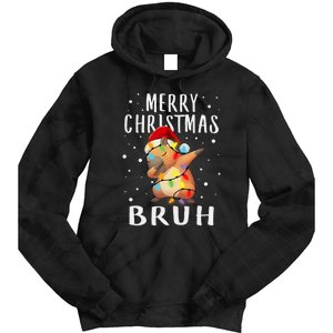 Dabbing Santa Capy Light Merry Christmas Bruh Boy Girl Funny Tie Dye Hoodie