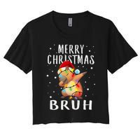 Dabbing Santa Capy Light Merry Christmas Bruh Boy Girl Funny Women's Crop Top Tee