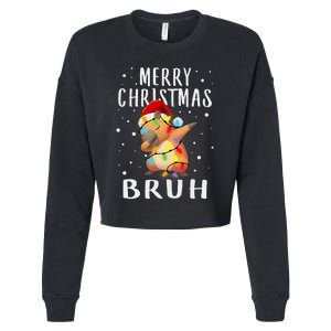 Dabbing Santa Capy Light Merry Christmas Bruh Boy Girl Funny Cropped Pullover Crew