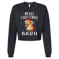 Dabbing Santa Capy Light Merry Christmas Bruh Boy Girl Funny Cropped Pullover Crew