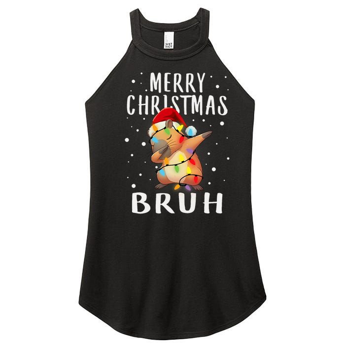 Dabbing Santa Capy Light Merry Christmas Bruh Boy Girl Funny Women's Perfect Tri Rocker Tank