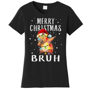 Dabbing Santa Capy Light Merry Christmas Bruh Boy Girl Funny Women's T-Shirt