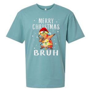 Dabbing Santa Capy Light Merry Christmas Bruh Boy Girl Funny Sueded Cloud Jersey T-Shirt