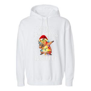 Dabbing Santa Capy Light Merry Christmas Bruh Boy Girl Funny Garment-Dyed Fleece Hoodie