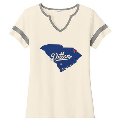 Dillon South Carolina Sc Map Ladies Halftime Notch Neck Tee