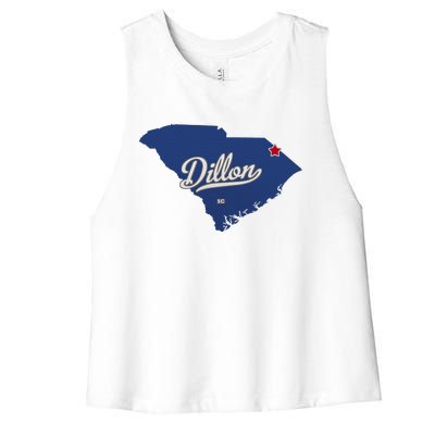 Dillon South Carolina Sc Map Women's Racerback Cropped Tank