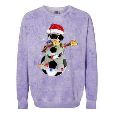 Dabbing Soccer Christmas Lights Pajama Xmas Dancing Styles Gift Colorblast Crewneck Sweatshirt