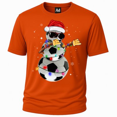 Dabbing Soccer Christmas Lights Pajama Xmas Dancing Styles Gift Cooling Performance Crew T-Shirt