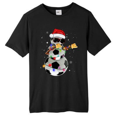 Dabbing Soccer Christmas Lights Pajama Xmas Dancing Styles Gift Tall Fusion ChromaSoft Performance T-Shirt