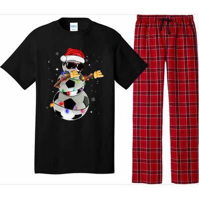 Dabbing Soccer Christmas Lights Pajama Xmas Dancing Styles Gift Pajama Set