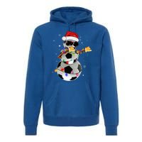 Dabbing Soccer Christmas Lights Pajama Xmas Dancing Styles Gift Premium Hoodie