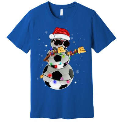 Dabbing Soccer Christmas Lights Pajama Xmas Dancing Styles Gift Premium T-Shirt