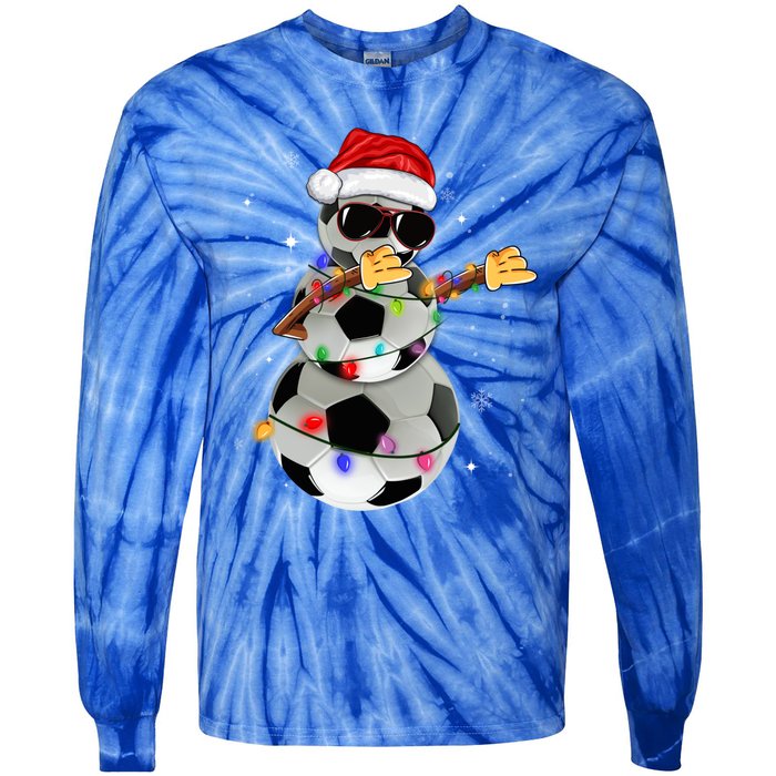 Dabbing Soccer Christmas Lights Pajama Xmas Dancing Styles Gift Tie-Dye Long Sleeve Shirt