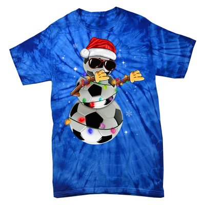 Dabbing Soccer Christmas Lights Pajama Xmas Dancing Styles Gift Tie-Dye T-Shirt