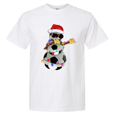 Dabbing Soccer Christmas Lights Pajama Xmas Dancing Styles Gift Garment-Dyed Heavyweight T-Shirt