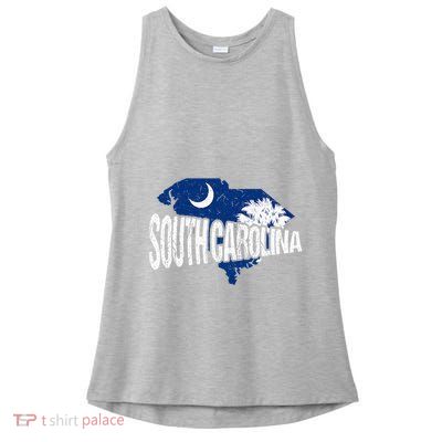 Distressed South Carolina Ladies PosiCharge Tri-Blend Wicking Tank